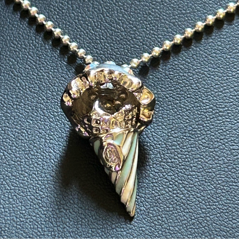 Q-pot light blue waffle roll cone & silver topping charms 925 happiness necklace